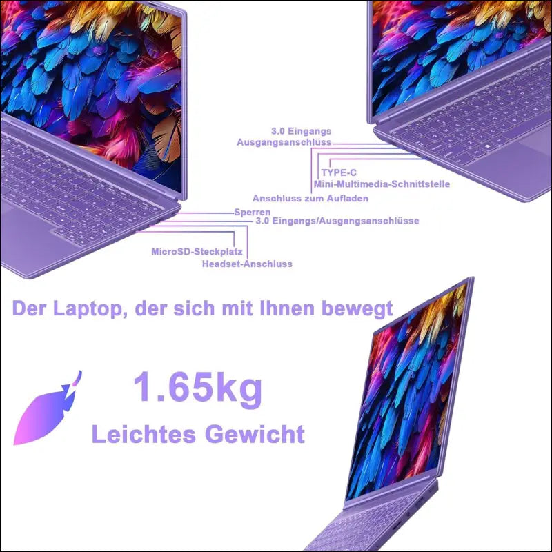 Laptop 16 Inch 12 GB RAM 512 GB ROM Extensions 2.5 Inch 1 TB SSD, Laptop Win 11 with 4-Core CPU N5095 (up to 2.9 GHz), 1920 x 1200丨5G WiFi, Bluetooth & German Keyboard Sticker...