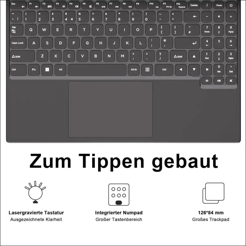 Laptop 16 Inch 12 GB RAM 512 GB ROM Extensions 2.5 Inch 1 TB SSD, Laptop Win 11 with 4-Core CPU N5095 (up to 2.9 GHz), 1920 x 1200丨5G WiFi, Bluetooth & German Keyboard Stickers,...