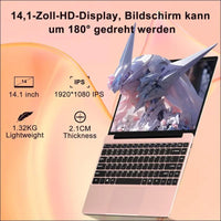 Laptop Celeron N4020 Up to 2.8Ghz, Laptops 14 Inch Win 11 Con 5G WiFi 6+256GB SSD Expansion 1TB, BT 4.2 1920 x 1080 FHD Mini Multimedia Connection, Notebook with German Keyboard...