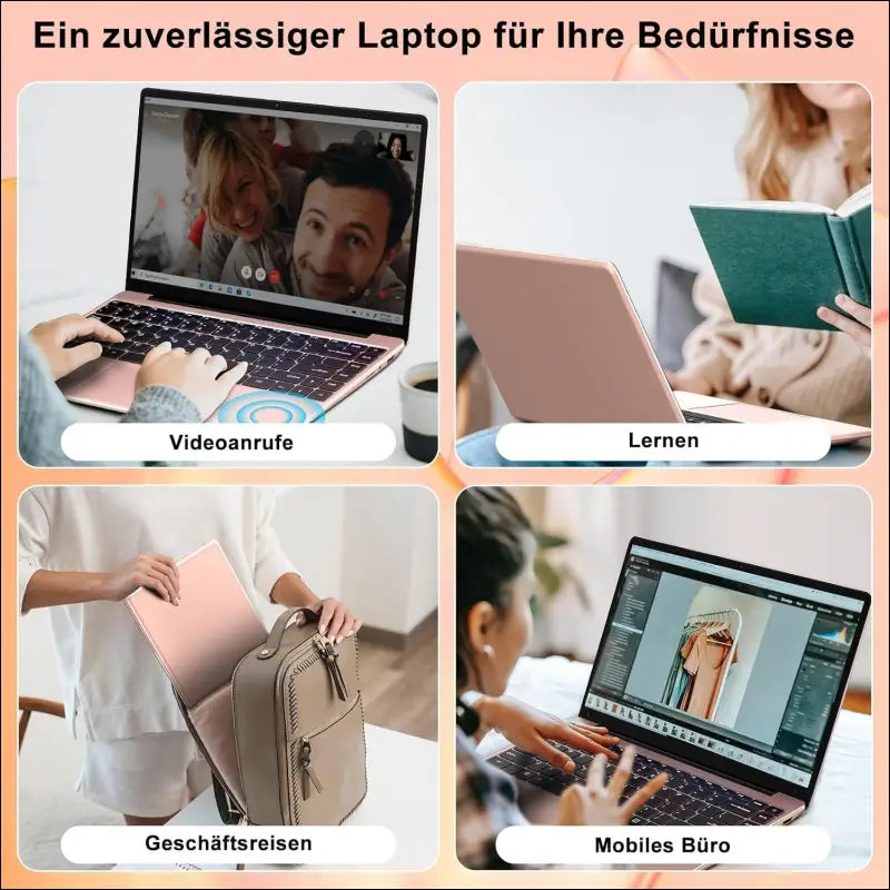 Laptop Celeron N4020 Up to 2.8Ghz, Laptops 14 Inch Win 11 Con 5G WiFi 6+256GB SSD Expansion 1TB, BT 4.2 1920 x 1080 FHD Mini Multimedia Connection, Notebook with German Keyboard...