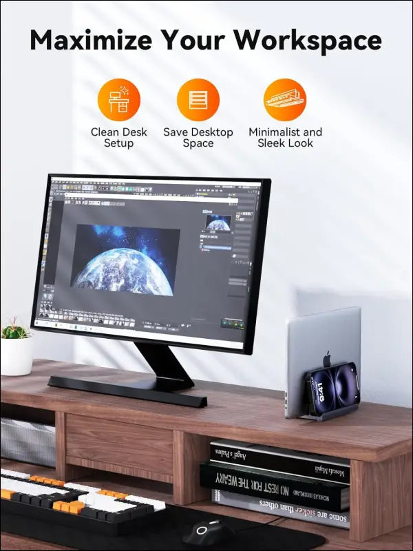 Laptop Docking Station Stand Dual 4K Monitor,  Dual HDMI Docking Station for Laptop, 2 HDMI (Single 4K@120Hz), 2 USB 3.0 Ports, 100W PD, RJ45 Ethernet, Desktop Management 7-in-1 USB C Dock