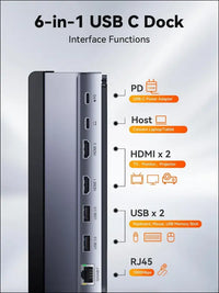 Laptop Docking Station Stand Dual 4K Monitor,  Dual HDMI Docking Station for Laptop, 2 HDMI (Single 4K@120Hz), 2 USB 3.0 Ports, 100W PD, RJ45 Ethernet, Desktop Management 7-in-1 USB C Dock