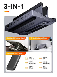 Laptop Docking Station Stand Dual 4K Monitor: QUUGE USB C Docking Station Dual Monitor for Laptop 2 HDMI (Single