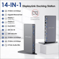Laptop Docking Station USB-C  Universal Docking Stations for Dual Monitor with Single 5K Display & 2 4K HDMI Ports, 2 4K DisplayPorts for Windows/Mac