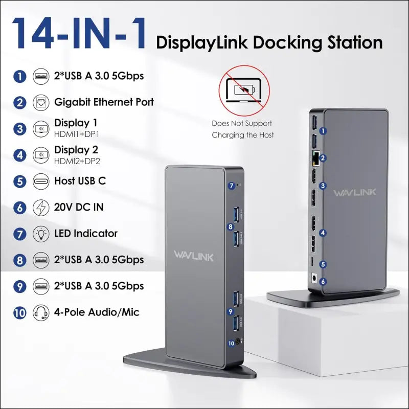 Laptop Docking Station USB-C  Universal Docking Stations for Dual Monitor with Single 5K Display & 2 4K HDMI Ports, 2 4K DisplayPorts for Windows/Mac