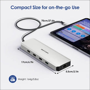 Laptop Docking Station WAVLINK 10G USB C Hub with Dual HDMI 100W PD in 10Gbps USB-A/C 3.2 5Gbps USB-A USB2.0 Gigabit