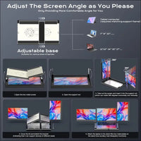 Laptop Screen - 360° Rotation F3 Portable Monitor Triple, Horizontal and Vertical with Stand, 14 Inch IPS FHD 1080P, Compatible with PS5, Windows/Mac and Laptop/Mini PC