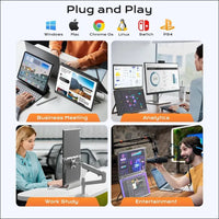 Laptop Screen - 360° Rotation F3 Portable Monitor Triple, Horizontal and Vertical with Stand, 14 Inch IPS FHD 1080P, Compatible with PS5, Windows/Mac and Laptop/Mini PC