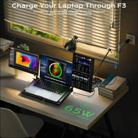 Laptop Screen - 360° Rotation F3 Portable Monitor Triple, Horizontal and Vertical with Stand, 14 Inch IPS FHD 1080P, Compatible with PS5, Windows/Mac and Laptop/Mini PC