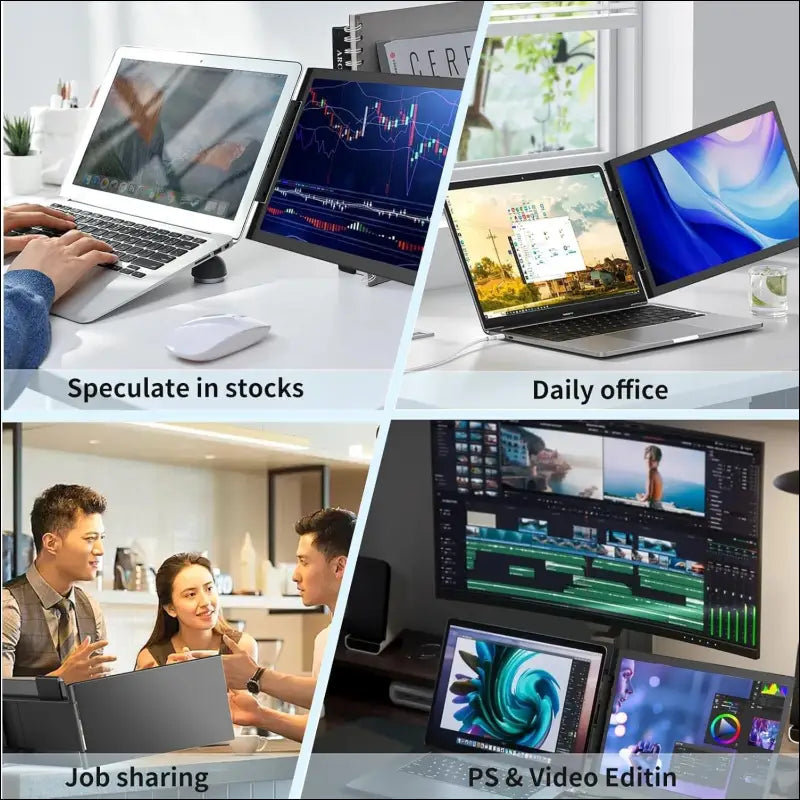 Laptop Screen Extender 14 Inch Dual Screen 1080P IPS Built-in Stand, Speaker Screen Extender for 13"-17" Laptop Mac Windows Chrome