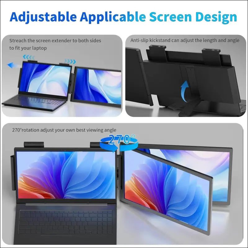 Laptop Screen Extender 14 Inch Dual Screen 1080P IPS Built-in Stand, Speaker Screen Extender for 13"-17" Laptop Mac Windows Chrome