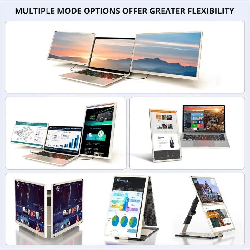 Laptop Screen Extender, 15.6" Portable Monitor, 120% sRGB FHD 1080P Triple Screen Extender, 235°Rotation Detachable Dual Monitor for 13-17.3" Laptop Compatible with...