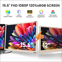 Laptop Screen Extender, 15.6" Portable Monitor, 120% sRGB FHD 1080P Triple Screen Extender, 235°Rotation Detachable Dual Monitor for 13-17.3" Laptop Compatible with...