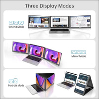 Laptop Screen Extender, 15.6'' Portable Triple Laptop Monitor Extender, with USB-C Connection, 1080P FHD, 360° Rotation Compatible with MacOS, Windows, Android, Fit 11-16'' Laptops