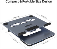 Laptop Stand with USB C 6in1 Docking Station, HDMI 4K@60Hz, 4*USB3.0, 100W PD Compatible with MacBook Pro/Air, iPad Pro, XPS, Thinkpad