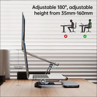 Laptop Stand with USB C 6in1 Docking Station, HDMI 4K@60Hz, 4*USB3.0, 100W PD Compatible with MacBook Pro/Air, iPad Pro, XPS, Thinkpad