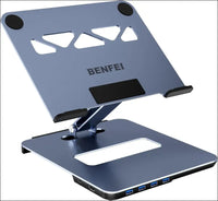 Laptop Stand with USB C 6in1 Docking Station, HDMI 4K@60Hz, 4*USB3.0, 100W PD Compatible with MacBook Pro/Air, iPad Pro, XPS, Thinkpad