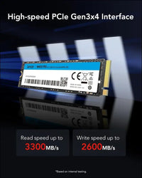Lexar NM610PRO 1TB SSD, M.2 2280 PCIe Gen3x4 NVMe 1.4 Internal, Up to 3300 MB/s Read, 2600 Writes, Internal 3D NAND Flash Solid State Drive for Laptop, Desktop Computer, PC