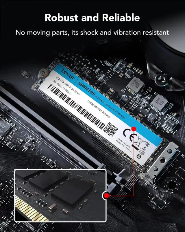 Lexar NM610PRO 1TB SSD, M.2 2280 PCIe Gen3x4 NVMe 1.4 Internal, Up to 3300 MB/s Read, 2600 Writes, Internal 3D NAND Flash Solid State Drive for Laptop, Desktop Computer, PC