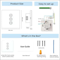 LEYF Intelligent WiFi Curtain Switch, Shutter Switch, Compatible with Alexa & Google Home, Tuya/Smart Life App, Voice Controlled Home Motor, White