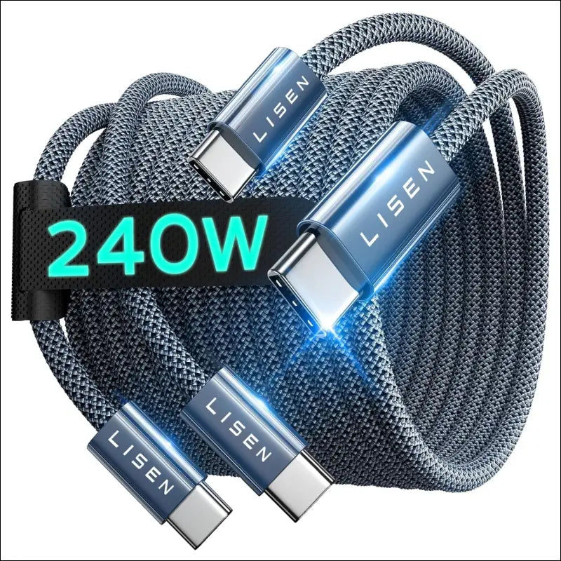 LISEN 2 Pack 240W USB C to USB C Cable 2M USBC to USBC PD Fast Charging Type C Charger Cable for iPhone Accessories 16