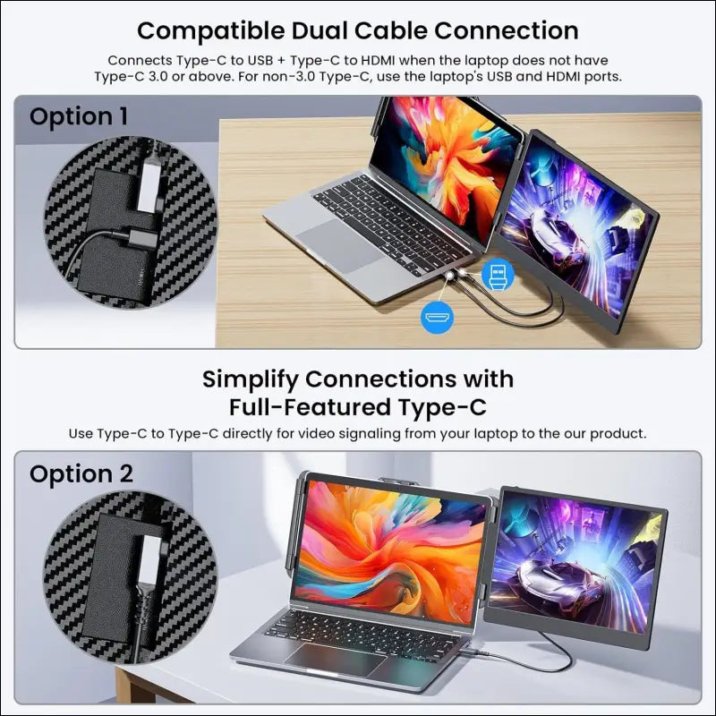 LivElect 14" Dual Screen Laptop Monitor, 1080P FHD Laptop Screen, Portable Monitor for Laptop with Speakers, Plug&Play, Laptop Monitor for Mac Win Android