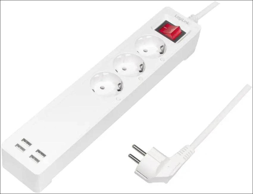 LogiLink SH0103 - Wi-Fi Smart Home Power Strip 3-Way (3X CEE 7/3) + 4X USB-A, Controllable via App, IP20, Tuya Compatible, Supports Amazon Alexa and Google Home, 1.70 m