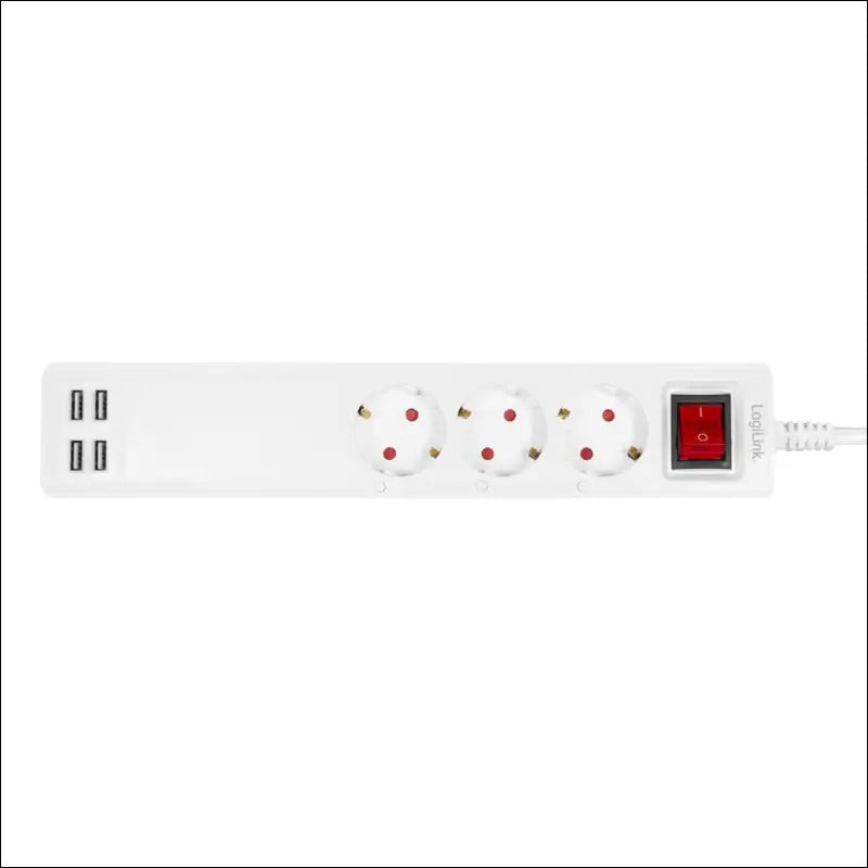 LogiLink SH0103 - Wi-Fi Smart Home Power Strip 3-Way (3X CEE 7/3) + 4X USB-A, Controllable via App, IP20, Tuya Compatible, Supports Amazon Alexa and Google Home, 1.70 m