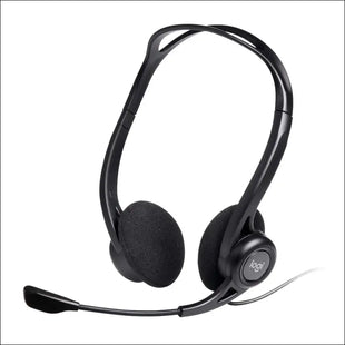 Logitech 960 Wired Headset, Stereo Headphones with Noise-Cancelling Microphone, USB, Lightweight, in-Line Controls, PC/Mac/Laptop - Black, Pack of 1