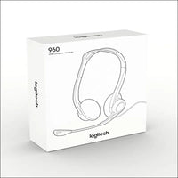 Logitech 960 Wired Headset, Stereo Headphones with Noise-Cancelling Microphone, USB, Lightweight, in-Line Controls, PC/Mac/Laptop - Black, Pack of 1