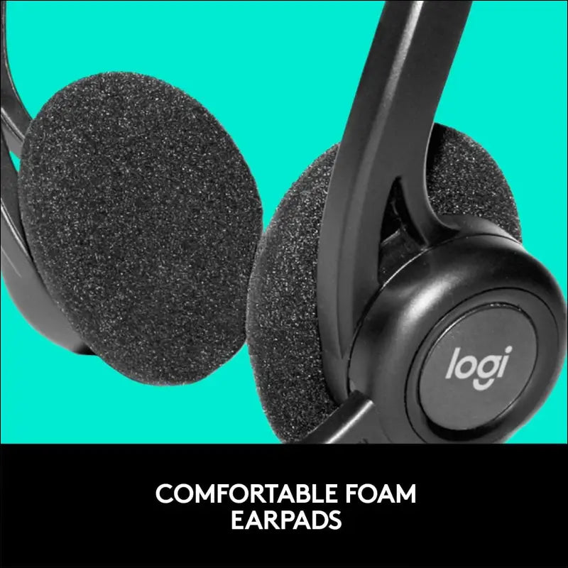 Logitech 960 Wired Headset, Stereo Headphones with Noise-Cancelling Microphone, USB, Lightweight, in-Line Controls, PC/Mac/Laptop - Black, Pack of 1
