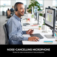 Logitech 960 Wired Headset, Stereo Headphones with Noise-Cancelling Microphone, USB, Lightweight, in-Line Controls, PC/Mac/Laptop - Black, Pack of 1