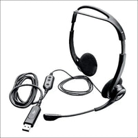 Logitech 960 Wired Headset, Stereo Headphones with Noise-Cancelling Microphone, USB, Lightweight, in-Line Controls, PC/Mac/Laptop - Black, Pack of 1