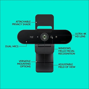 Logitech Brio Stream Webcam - Ultra 4K HD Video Calling,HD Auto Light Correction, Streaming,Black