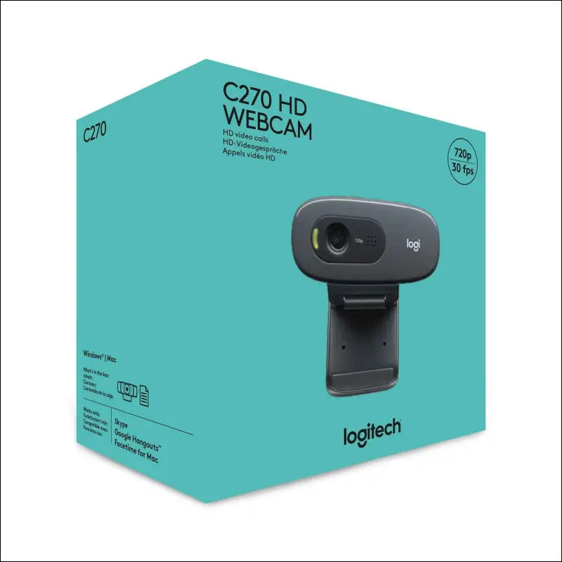 Logitech C270 HD Webcam, 720p/30fps, Widescreen Video Calling, Light Correction, Noise-Reducing Mic, Streaming for Skype, FaceTime, Hangouts, WebEx, PC/Mac/Laptop/MacBook/Tablet...
