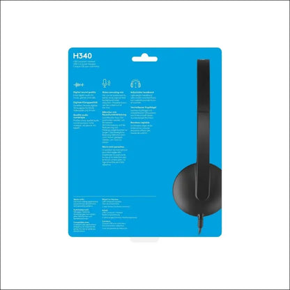 Logitech H340 Wired Headset, Stereo Headphones with Noise-Cancelling Microphone, USB, PC/Mac/Laptop - Black