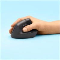 Logitech Lift Vertical Ergonomic Mouse, Wireless, Bluetooth or Logi Bolt USB receiver, Quiet clicks, 4 buttons, compatible with Windows/macOS/iPadOS, Laptop, PC - Graphite