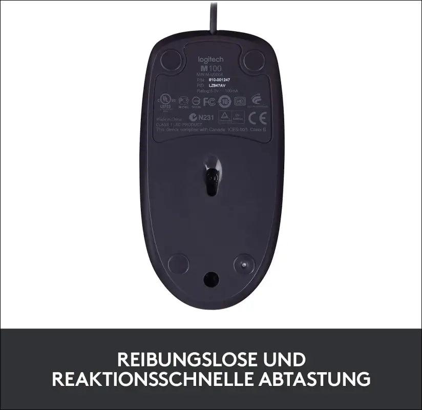 Logitech M500 Wired USB Mouse, High Precision 1000 DPI Laser Tracking, 7 Buttons, PC/Mac/Laptop - Black