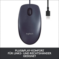 Logitech M500 Wired USB Mouse, High Precision 1000 DPI Laser Tracking, 7 Buttons, PC/Mac/Laptop - Black