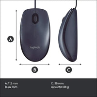 Logitech M500 Wired USB Mouse, High Precision 1000 DPI Laser Tracking, 7 Buttons, PC/Mac/Laptop - Black