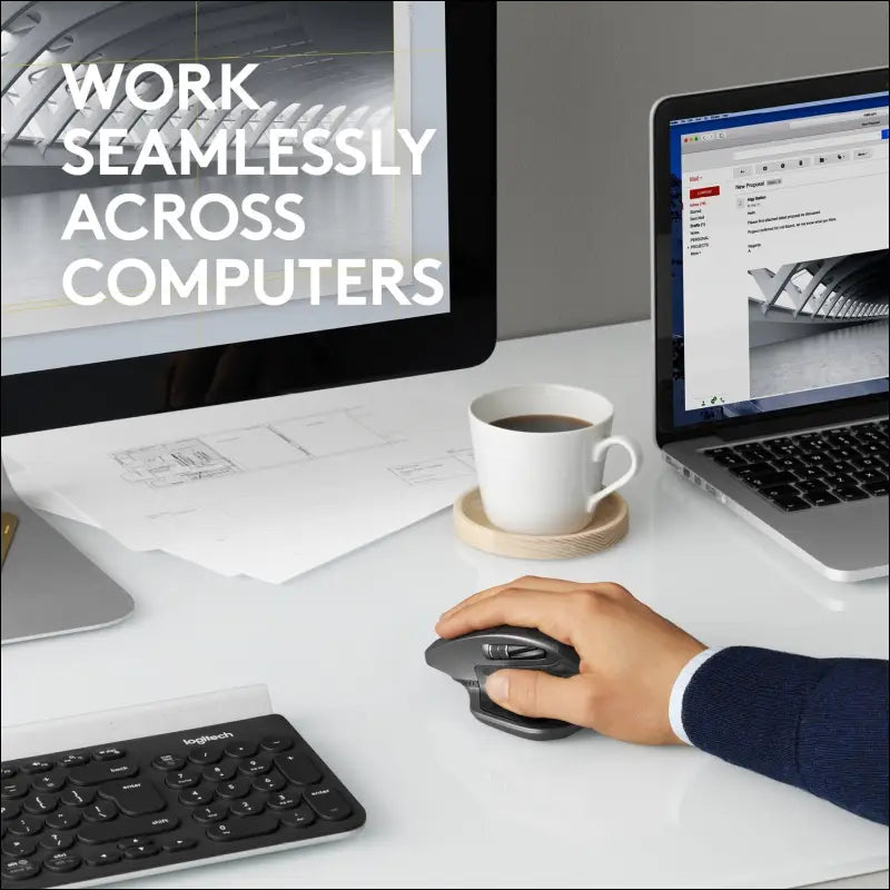 Logitech MX Master 2S Wireless Mouse, Multi-Device, Bluetooth or 2.4GHz Wireless with USB Unifying Receiver, 4000 DPI Any Surface Tracking, 7 Buttons, Fast Rechargeable,...