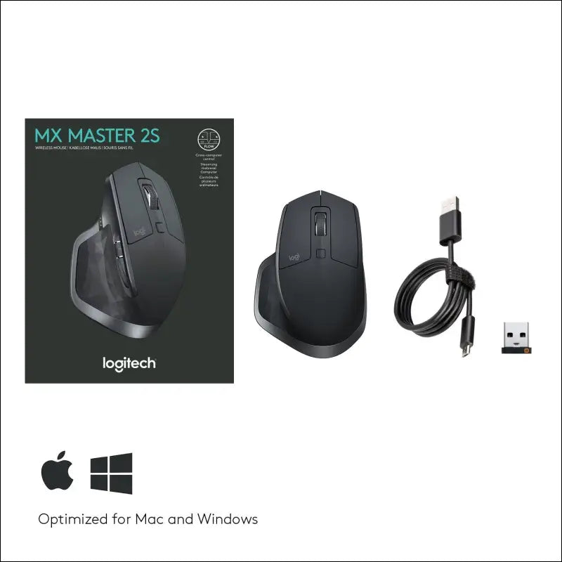 Logitech MX Master 2S Wireless Mouse, Multi-Device, Bluetooth or 2.4GHz Wireless with USB Unifying Receiver, 4000 DPI Any Surface Tracking, 7 Buttons, Fast Rechargeable,...