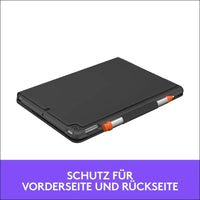 Logitech Slim Folio iPad Keyboard Case 10.2 Inch, QWERTZ German Layout - Graphite Black