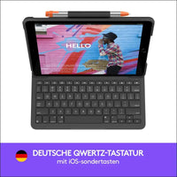 Logitech Slim Folio iPad Keyboard Case 10.2 Inch, QWERTZ German Layout - Graphite Black