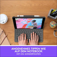Logitech Slim Folio iPad Keyboard Case 10.2 Inch, QWERTZ German Layout - Graphite Black