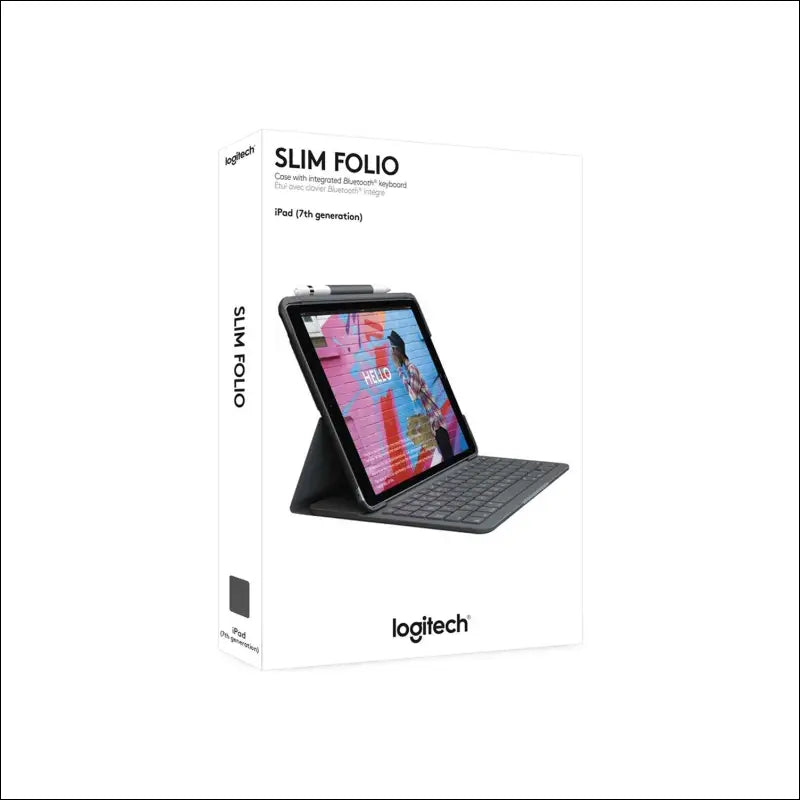 Logitech Slim Folio iPad Keyboard Case 10.2 Inch, QWERTZ German Layout - Graphite Black