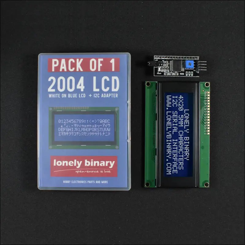 Lonely Binary 20x4 2004 LCD White on Blue Display HD44780 Module with I2C Backpack for Arduino ESP32 and Raspberry PI