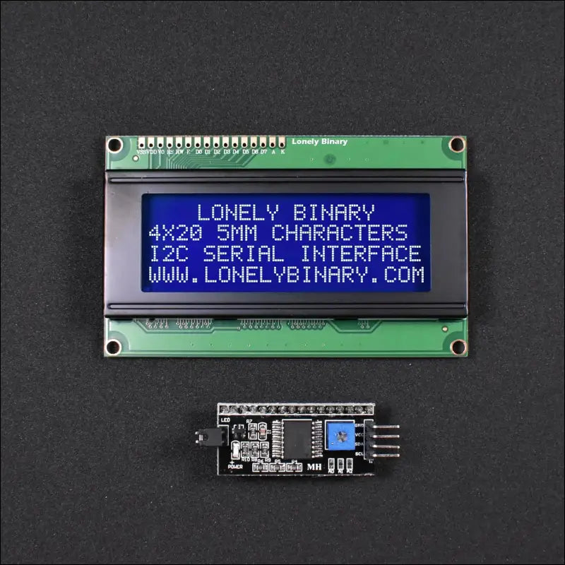 Lonely Binary 20x4 2004 LCD White on Blue Display HD44780 Module with I2C Backpack for Arduino, ESP32 and Raspberry PI PICO Projects