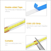 LRGBST 5 V USB WiFi COB LED Strip, 6000 K 2 m White COB LED Strip with Tuya App, Smart Life App for Indoor Living Room Display Cabinet Decorating Lighting