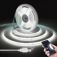 LRGBST 5 V USB WiFi COB LED Strip, 6000 K 2 m White COB LED Strip with Tuya App, Smart Life App for Indoor Living Room Display Cabinet Decorating Lighting